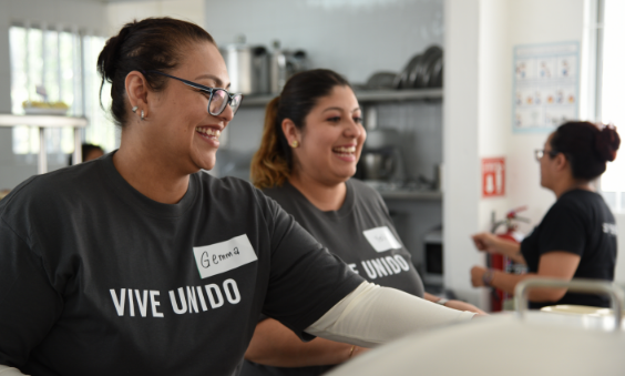 Volunteers at a community service event.